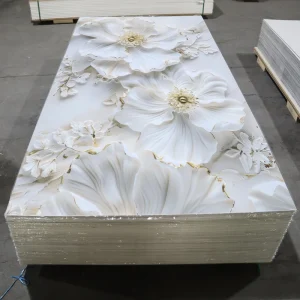 OEM ODM Manufacturer Waterproof Scratch Resistant Luxury Floral 3D White Flower Texture PVC Wall Panel With Gold Accents