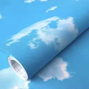 ORON DECO Factory Price 3D Waterproof Windows Blue Sky Peel and Stick Self Adhesive Wallpaper for Home Decoration Bedroom