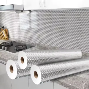 ORON DECO Factory Price Vinyl Self Adhesive Aluminium Foil Wallpaper Sticker Roll Waterproof Kitchen Wall Sticker Cabinet Wrap
