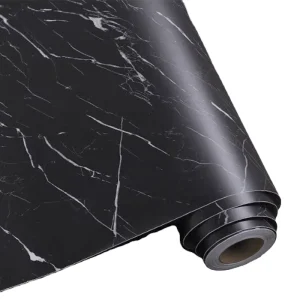 ORON DECO PVC Wall Stickers Mat Black Peel and Stick Marble Wallpaper Rolls Papier Peint Marble Sticker for 3D Home Decor Luxury