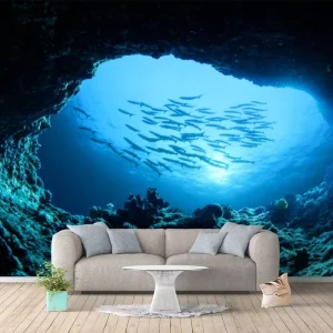 Ocean World Wall Paper Mural 3d Wallpaper Self Adhesive Modern Seafloor Sunlight Wall Decor Under the Sea Wallpaper