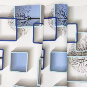 Office Decor Peel and Stick Wallpaper 3D Blue Square Waterproof Wallpaper