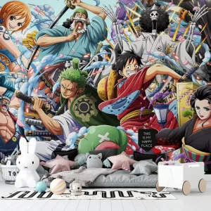 One Piece Anime Character Wallpaper Mural for Kids Room Teen Room Game Room Bedroom Home Anime Themed Interior Wall Decor
