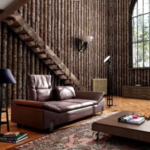 Original Natural Style Tree Logs Pattern Living Room Restaurant PVC Wallpaper