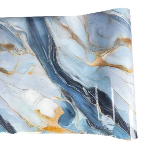 PET Gold Foil Marble Self-Adhesive Wallpaper Waterproof Peel and Stick Wall Sticker for Living Room Kitchen Bathroom Home