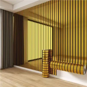 PVC 3D Carving Wall Sticker Stripes Plaid Pattern Waterproof Fireproof Self Adhesive Removable Modern Entertainment Wall