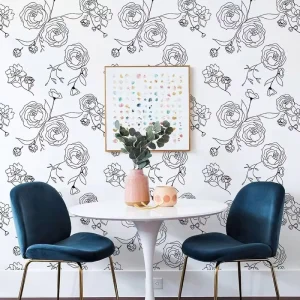 PVC 45cm*10m Modern Floral Wallpaper Wall Sticker Rose Pattern Adhesive Waterproof Mould-Proof for Bedroom Entertainment