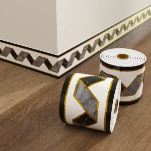 PVC Baseboard Waist Strip Peel Stick Waterproof Wall Sticker Moisture Proof Decorative Skirting Board Tape for Home Walls