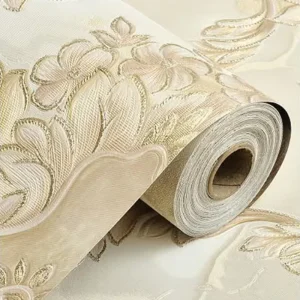 PVC Embossed Wallpaper Hot Stamping Gold Foil Vinyl Wallpaper 0.53*9.5m for Living Room Bedroom Wall Decoration