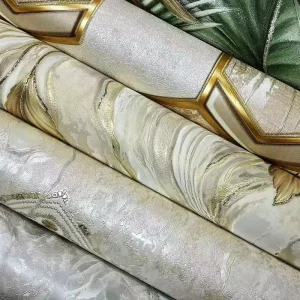 PVC Floral Wallpaper Rolls Modern Embossed Design Waterproof for Dining Room, Living Room, Bedroom, Office, Home Decoration