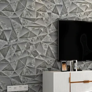 PVC Gold Foil Embossed Wallpaper Roll 53cmx9.5m Waterproof Anti Scratch Easy Clean