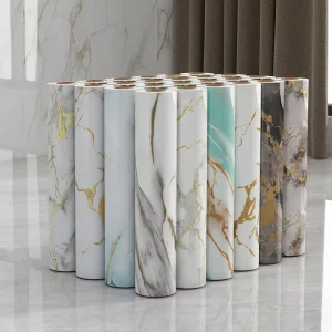 PVC Marble Wall Stickers Self Adhesive Waterproof 3D Wall Panels for Kitchen Countertop Cabinet