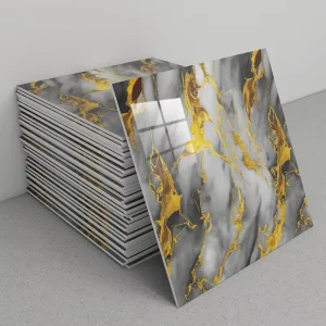 PVC Marble Wall Stickers Waterproof Self Adhesive 3D Foam Wall Tiles for Kitchen Countertop Cabinet