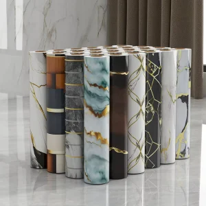 PVC Marble Wallpaper Roll Self Adhesive Waterproof 3D Wall Stickers for Kitchen Bathroom Home Improvement