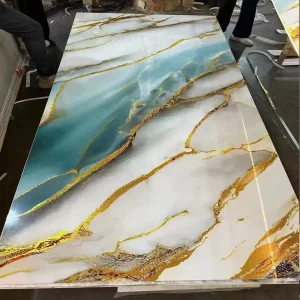 PVC Modern Noctilucent Waterproof Fireproof Mould Proof Geometric Decorative Wall Panel for Household Hotel Apartment Living
