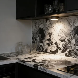 PVC Oil Resistant Peel and Stick Wallpaper Waterproof Vinyl Film for Kitchen Walls