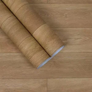 PVC Self-Adhesive 3D Wood Flooring Stickers Waterproof Interior Room Decor Plastic Vinyl Flooring 24X196.8 Inch
