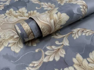 PVC Self Adhesive Deep Embossed Gold Foil Wallpaper Durable Wall Covering Modern Design Peel and Stick Wall Paper OEM
