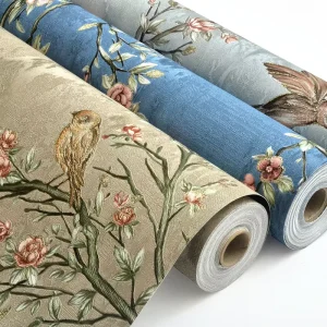 PVC Self Adhesive Wallpaper with Deep Embossed Gold Pattern Peel and Stick Wall Paper for Home and Commercial