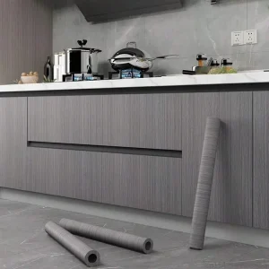 PVC Self-Adhesive Wood-Grain Stickers Grey Waterproof Door For Backdrop Furniture Cabinets Decor Wallpaper Decor Protective Film