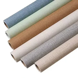 PVC Self-adhesive Embossed Cloth Design Waterproof Peel Stick Fabric Pattern Wallpaper Sticker for Furniture Home