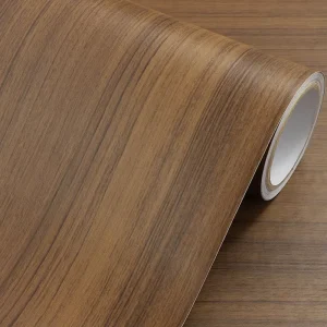 PVC Teak Black Eco Friendly Straight Grain Wood Decoration Paper Film Self Adhesive Retro Furniture Decoration Outdoor Kitchen