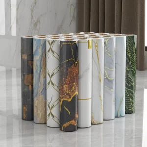 PVC UV Marble Roll Wall Stickers Geometric Pattern Wall Decors New Design Luxury Villa Wall Tiles for Interior Decoration