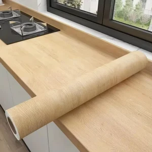 PVC Vinyl Yellow Oak Wood Grain Decorative Self Adhesive Removable Wall Stickers Waterproof Wallpaper Outdoor Apartment