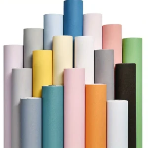 PVC Wallpapers Solid Color Waterproof Moisture Proof Peel Stick Wall Paper for Home Decor Hotels Halls