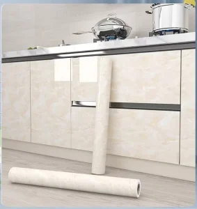 PVC Waterproof Anti-Static Heat Insulation Glossy Self-Adhesive Geometric White Marble Modern Wallpaper Rolls Living Room