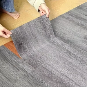 PVC Wood Grain Self adhesive Vinyl Floor Tiles Decor Protective Film Peel and Stick Floor Sticker for Living Room Bedroom Office