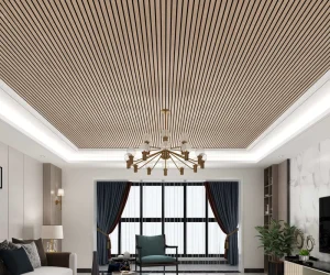 PVC Wood Slat Wallpaper Peel and Stick Brown Wood Grain Contact Paper Self Adhesive Wood Panel Wall Covering for Wall and Ceiling