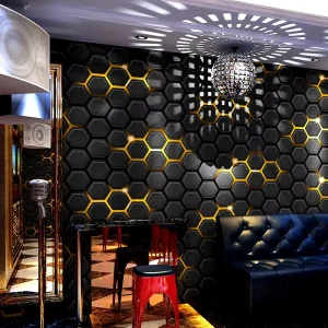 Paper Wall Decor Modern Scientific Removable PVC Metal 3D Wall Paper Rolls for KTV Ball Music Esports Room Background