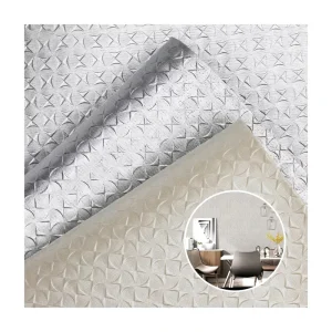 Pearlescent Embossing Pvc Upholstery Leather Custom Knitted Eco Recycling Faux Leatherette Rolls for Wallpaper