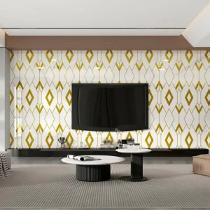 Peel Stick Geometric Golden Line Wallpaper for Bedroom Living Room Hotel Villa Self Adhesive PVC Waterproof Sound Absorbing