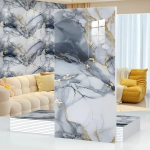 Peel Stick PVC Marble Wall Panels Waterproof Moisture-Proof Mold-Proof Easy DIY for Bathroom Living Room Workshop Interior