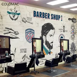Peel and Stick Beauty Salon Barber Shop Poster Decoration Tooling Mural Wallpaper Modern 3D Brick Wall Living Room Wall Painting