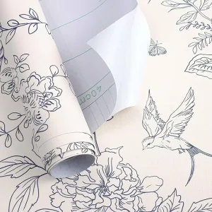 Peel and Stick Floral Wallpaper Self-Adhesive Floral Contact Paper Waterproof 60cm Removable Wall Sticker for Bedroom