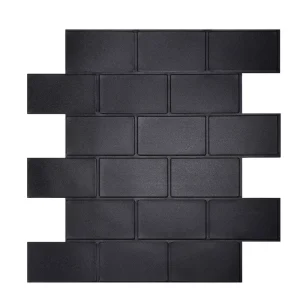 Peel and Stick Matte Black With Black Subway Tile 3D Self Adhesive Backsplash Wall Tiles Home Decoration
