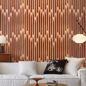 Peel and Stick Self Adhesive Wall Sticker 3D Wood Grille Design Wallpaper for Bedroom Accent Wall Home Decor