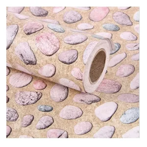 Peel and Stick Vinyl Stone Wall Contact Paper Removable PVC Adhesive Wallpaper Rolls for Kids’ Bedroom Living Room