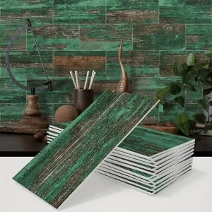 Peel and Stick Wall Tile Industrial Style Wood Grain Wall Stickers Waterproof Backsplash Self Adhesive Wallpaper Home Decor