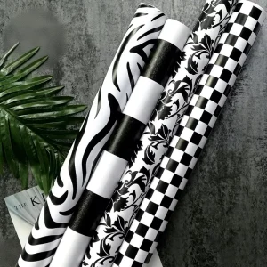 Peel and Stick Wallpaper Black White Wallpaper Zebra Contact Paper for Bedroom Waterproof Removable Shelf Liner Decal Vinyl Roll