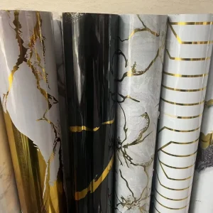 Peel and Stick Wallpaper PET Marble Pattern 3D Wall Panel Realistic Waterproof for Office Hotel Home