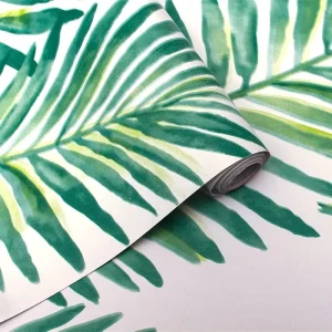 Peel and Stick Wallpaper Self Adhesive Removable Decorative Wall Covering Green Palm Leaf Easy to Clean for Home Decor