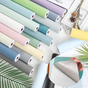 Peel and Stick Wallpaper Solid Color Macaron Decoration PVC Film with Aluminum Foil Self Adhesive Removable Wallpaper