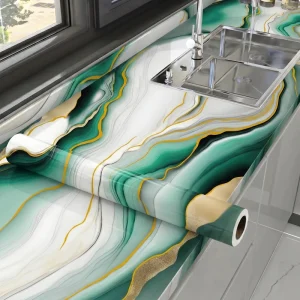 Peel and Stick Wallpaper Waterproof Self Adhesive Wallpaper Black Granite Table Top Protective Covers Cabinets Wrap Roll