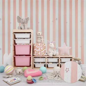 Peel and Stick Wallpaper pink Stars Wallpaper for Kid Bedroom Decoration