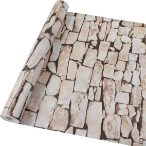 Peel and Stick Waterproof 3D Contact Paper Brick Stone Wallpapers for Bedroom Kitchen Bath