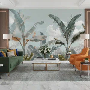 Peel and Stick Waterproof Home Wall Decoration Tropical Banana Trees Wallpaper Mural